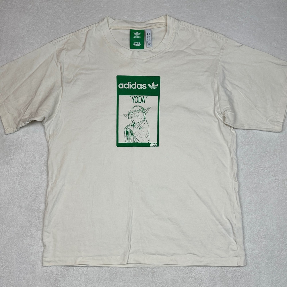 Adidas‎ Originals Star Wars Yoda T-Shirt Off White M It's Not Easy Being Green